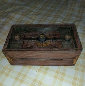 Rustic Wooden Box with Gold Details